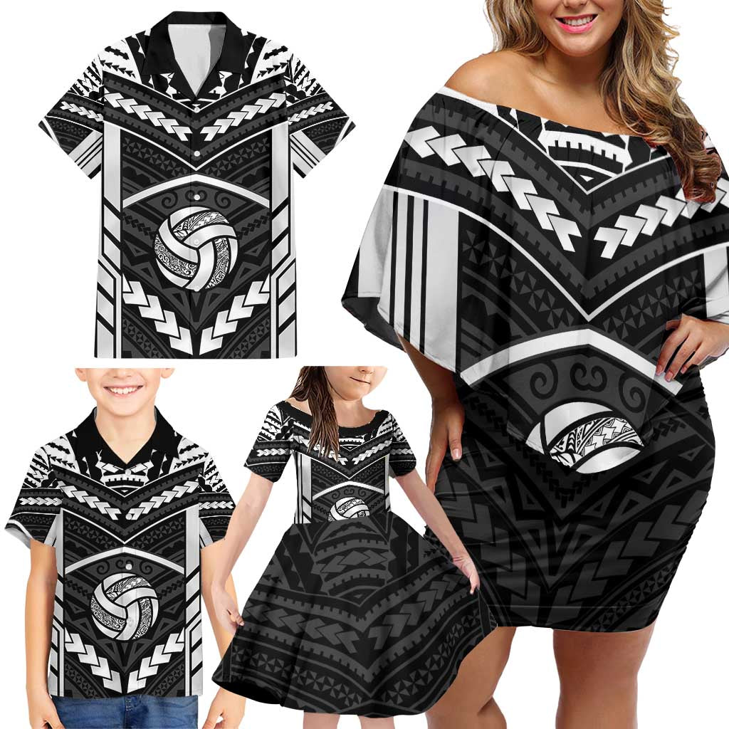 Custom Polynesia Beach Volleyball Family Matching Off Shoulder Short Dress and Hawaiian Shirt Polynesian Tribal Pattern - Polynesian Pride