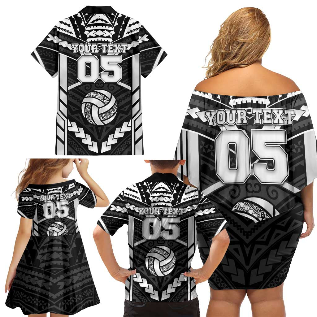 Custom Polynesia Beach Volleyball Family Matching Off Shoulder Short Dress and Hawaiian Shirt Polynesian Tribal Pattern LT05 - Polynesian Pride