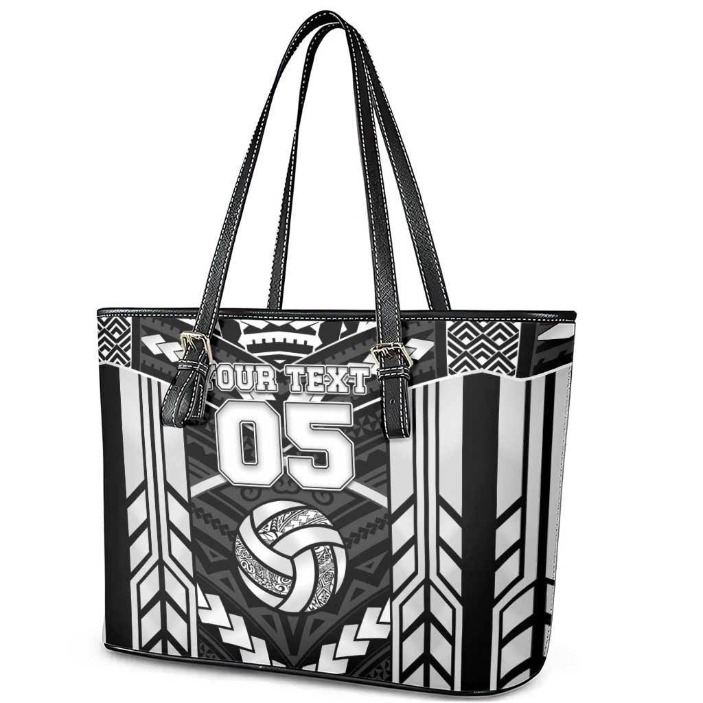 Custom Polynesia Beach Volleyball Leather Tote Bag Polynesian Tribal Pattern - Polynesian Pride