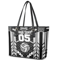 Custom Polynesia Beach Volleyball Leather Tote Bag Polynesian Tribal Pattern - Polynesian Pride