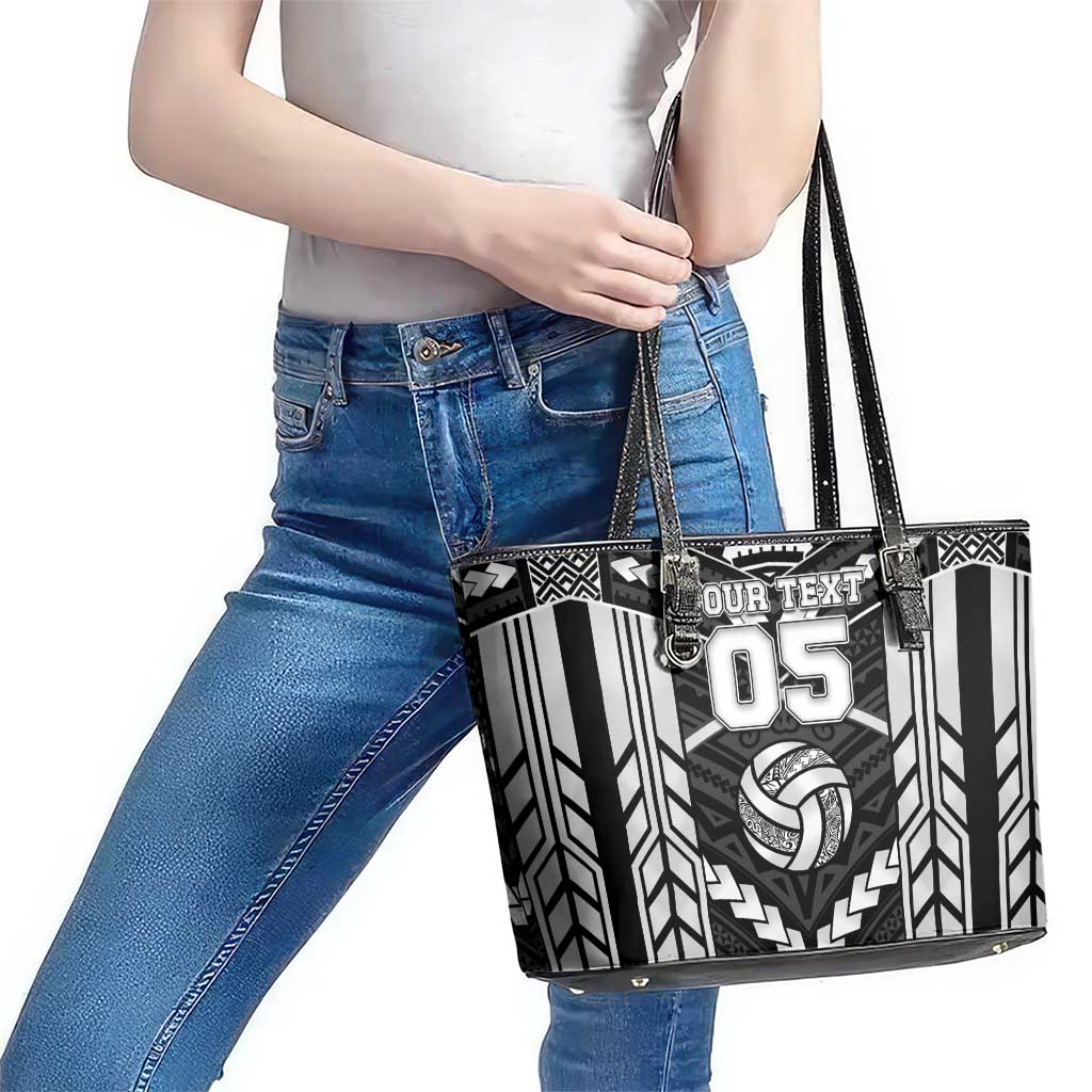 Custom Polynesia Beach Volleyball Leather Tote Bag Polynesian Tribal Pattern - Polynesian Pride