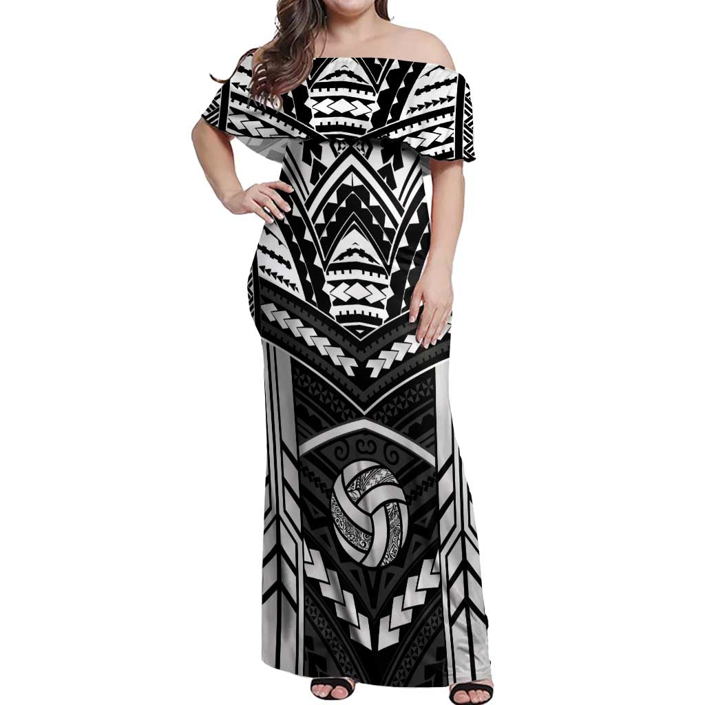 Custom Polynesia Beach Volleyball Off Shoulder Maxi Dress Polynesian Tribal Pattern - Polynesian Pride