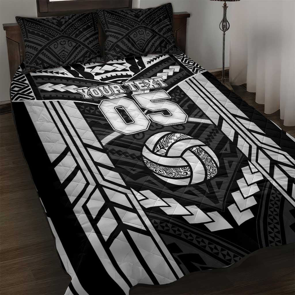 Custom Polynesia Beach Volleyball Quilt Bed Set Polynesian Tribal Pattern LT05 Black - Polynesian Pride