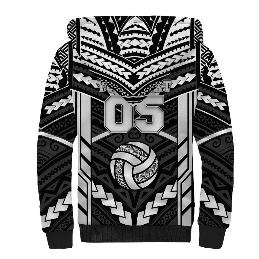 Custom Polynesia Beach Volleyball Sherpa Hoodie Polynesian Tribal Pattern - Polynesian Pride
