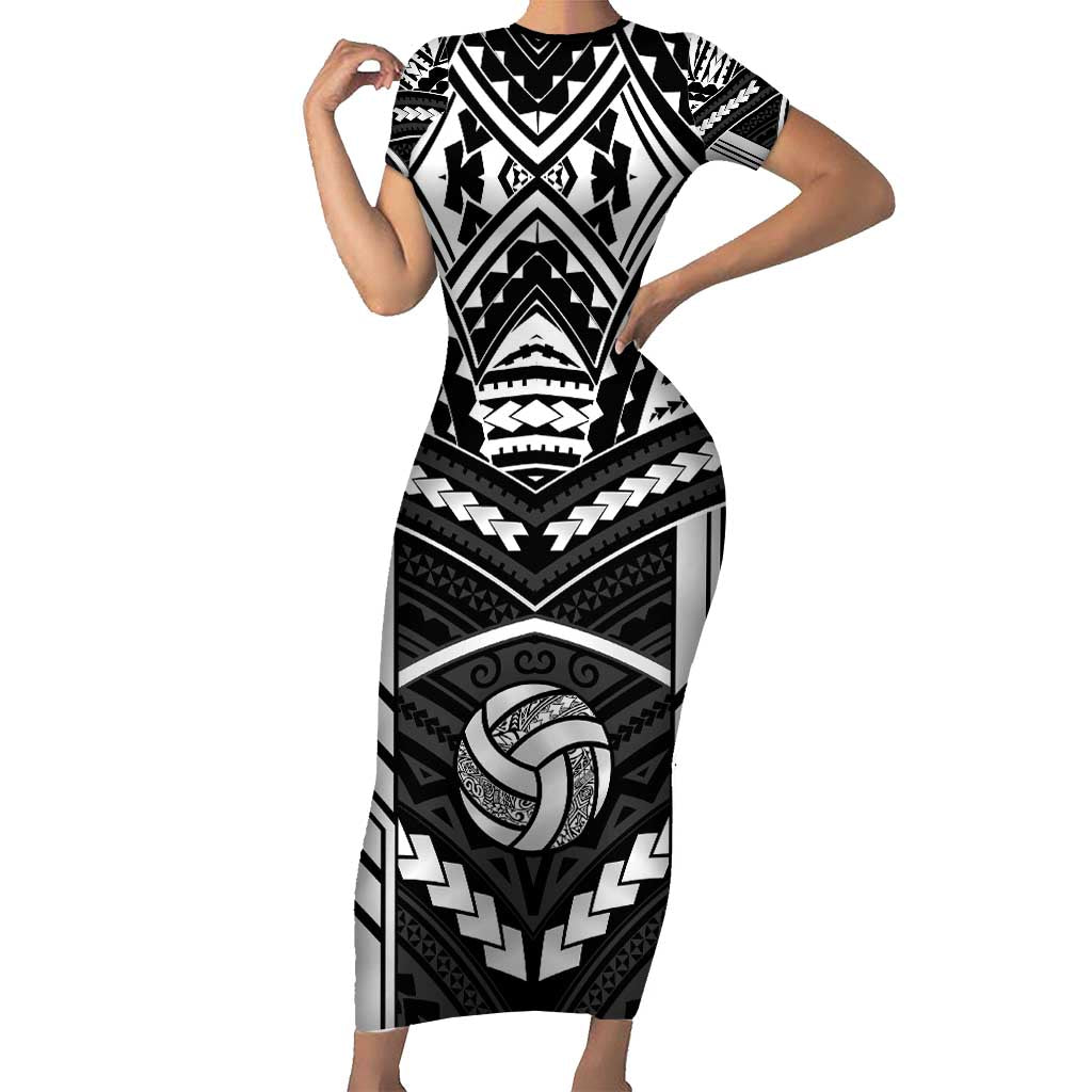 Custom Polynesia Beach Volleyball Short Sleeve Bodycon Dress Polynesian Tribal Pattern - Polynesian Pride