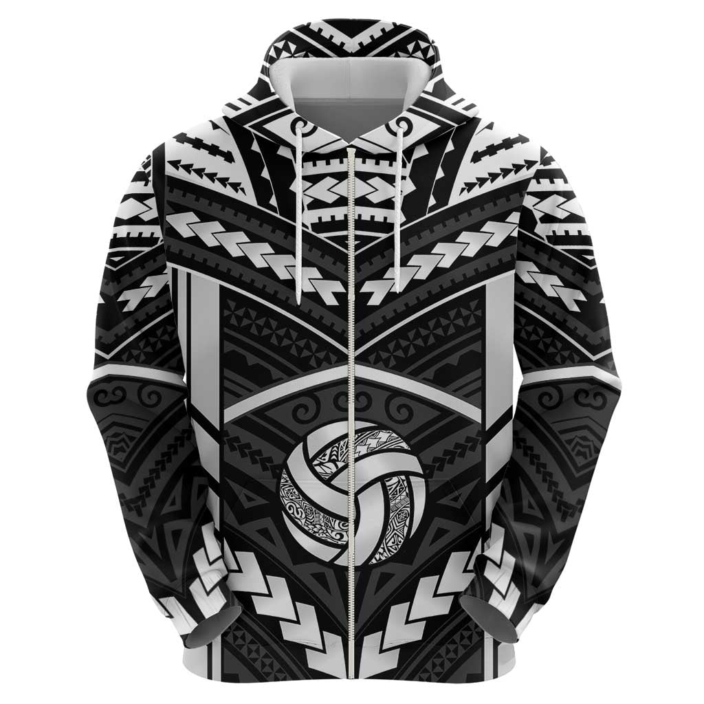 Custom Polynesia Beach Volleyball Zip Hoodie Polynesian Tribal Pattern - Polynesian Pride