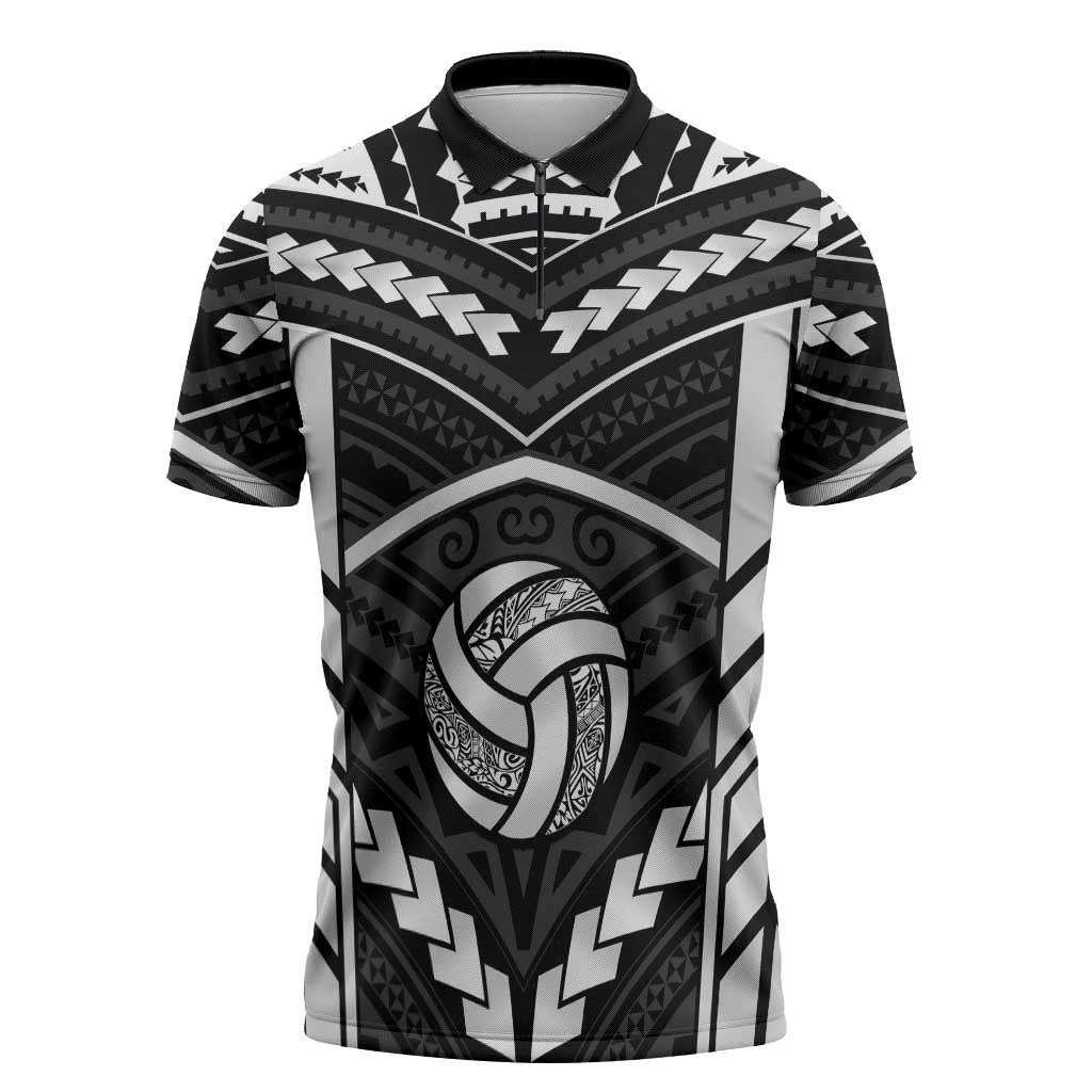 Custom Polynesia Beach Volleyball Zipper Polo Shirt Polynesian Tribal Pattern - Polynesian Pride