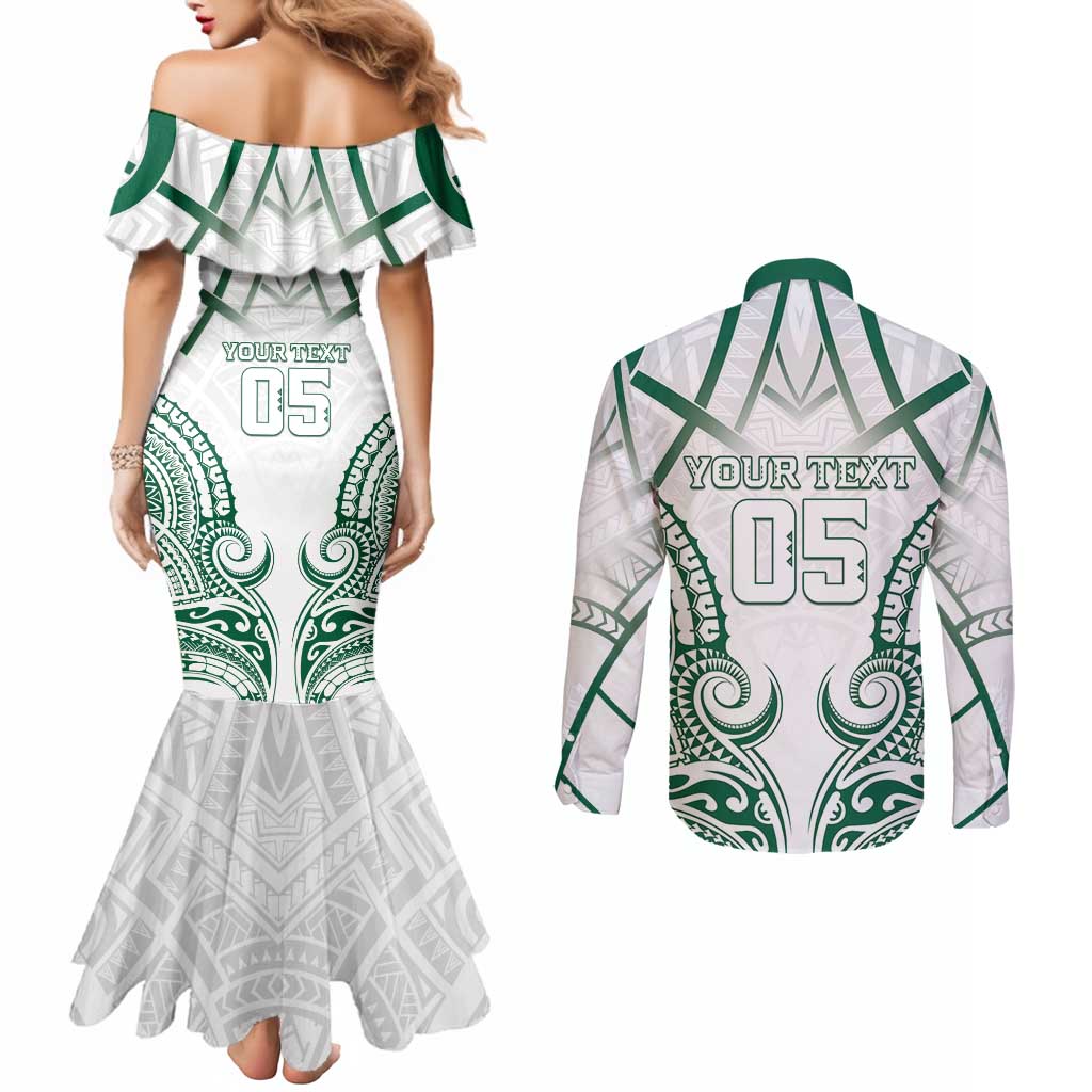 Custom Hawaii Volleyball Couples Matching Mermaid Dress and Long Sleeve Button Shirt Polynesian Pattern - Polynesian Pride