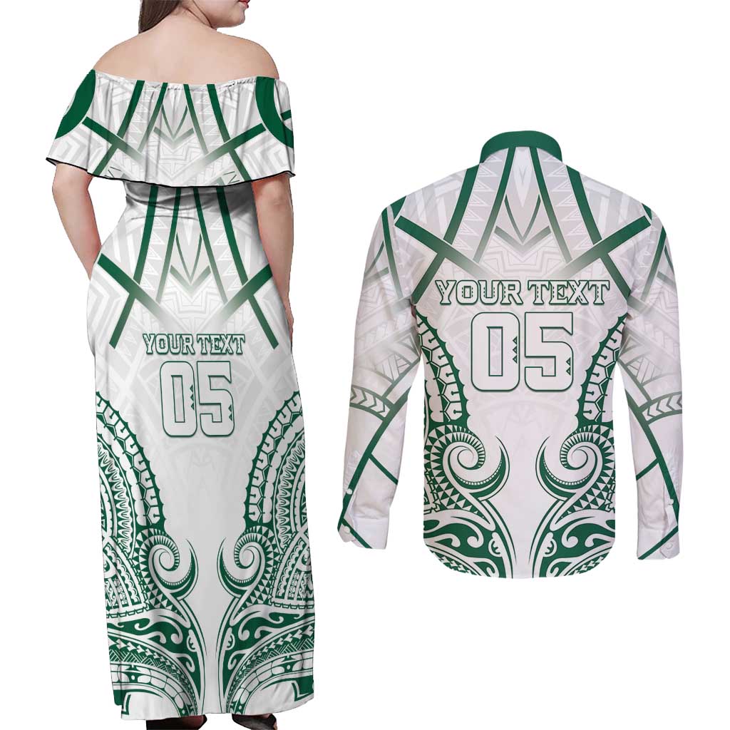 Custom Hawaii Volleyball Couples Matching Off Shoulder Maxi Dress and Long Sleeve Button Shirt Polynesian Pattern LT05 - Polynesian Pride