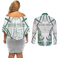 Custom Hawaii Volleyball Couples Matching Off Shoulder Short Dress and Long Sleeve Button Shirt Polynesian Pattern LT05 - Polynesian Pride