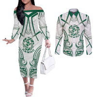 Custom Hawaii Volleyball Couples Matching Off The Shoulder Long Sleeve Dress and Long Sleeve Button Shirt Polynesian Pattern - Polynesian Pride