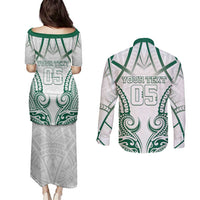 Custom Hawaii Volleyball Couples Matching Puletasi and Long Sleeve Button Shirt Polynesian Pattern - Polynesian Pride