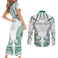 Custom Hawaii Volleyball Couples Matching Short Sleeve Bodycon Dress and Long Sleeve Button Shirt Polynesian Pattern - Polynesian Pride
