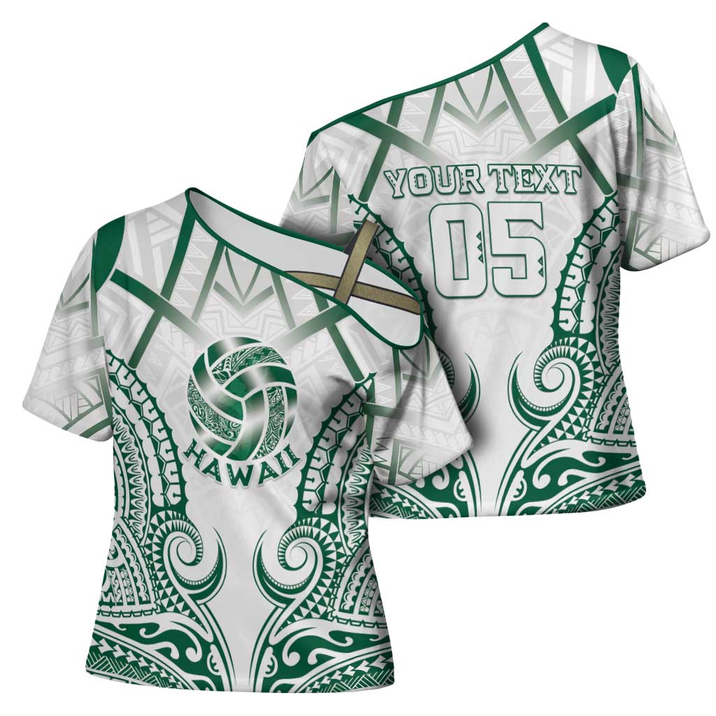 Custom Hawaii Volleyball Cross Shoulder Shirt Polynesian Pattern - Polynesian Pride