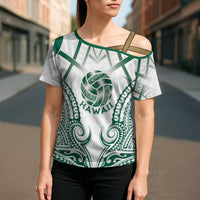 Custom Hawaii Volleyball Cross Shoulder Shirt Polynesian Pattern - Polynesian Pride