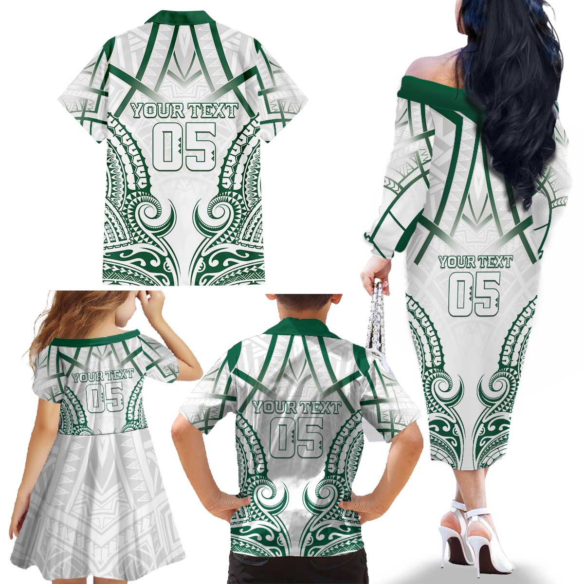 Custom Hawaii Volleyball Family Matching Off The Shoulder Long Sleeve Dress and Hawaiian Shirt Polynesian Pattern - Polynesian Pride