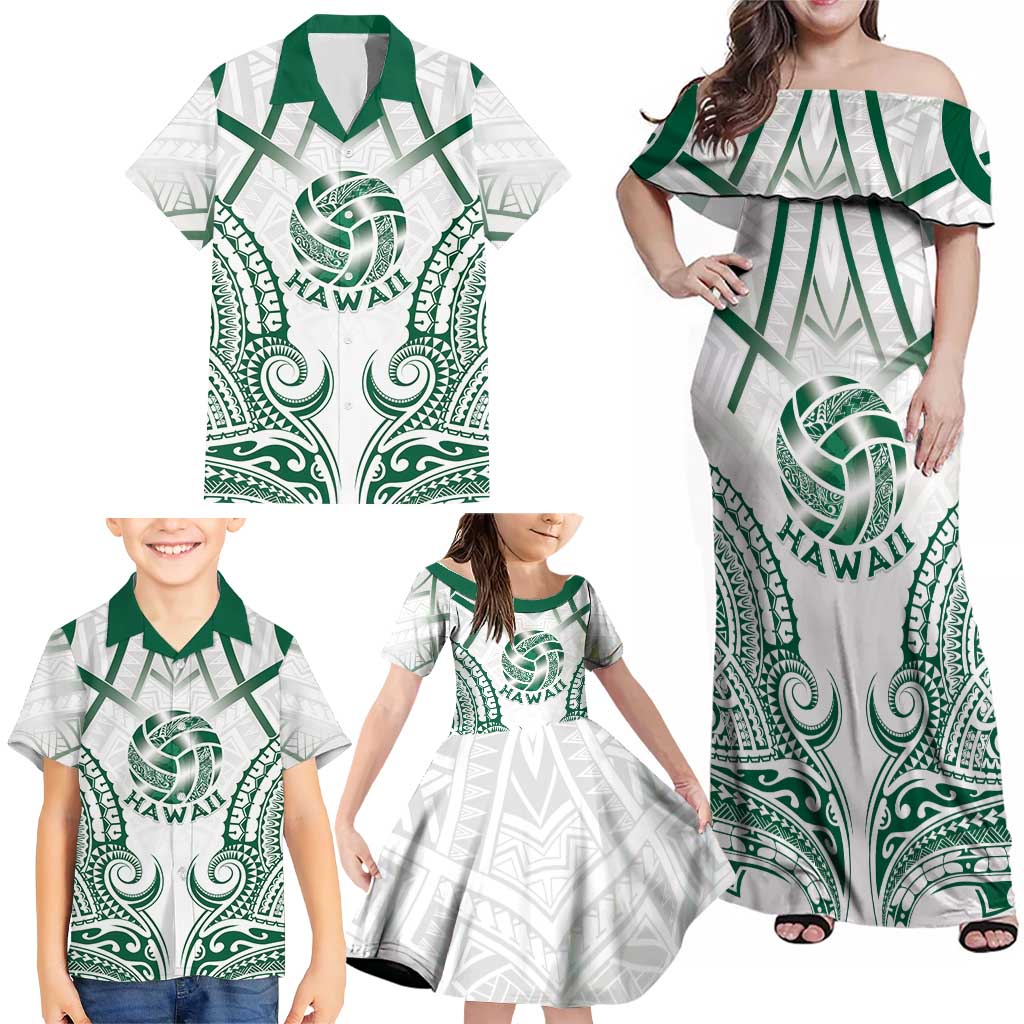Custom Hawaii Volleyball Family Matching Off Shoulder Maxi Dress and Hawaiian Shirt Polynesian Pattern LT05 - Polynesian Pride