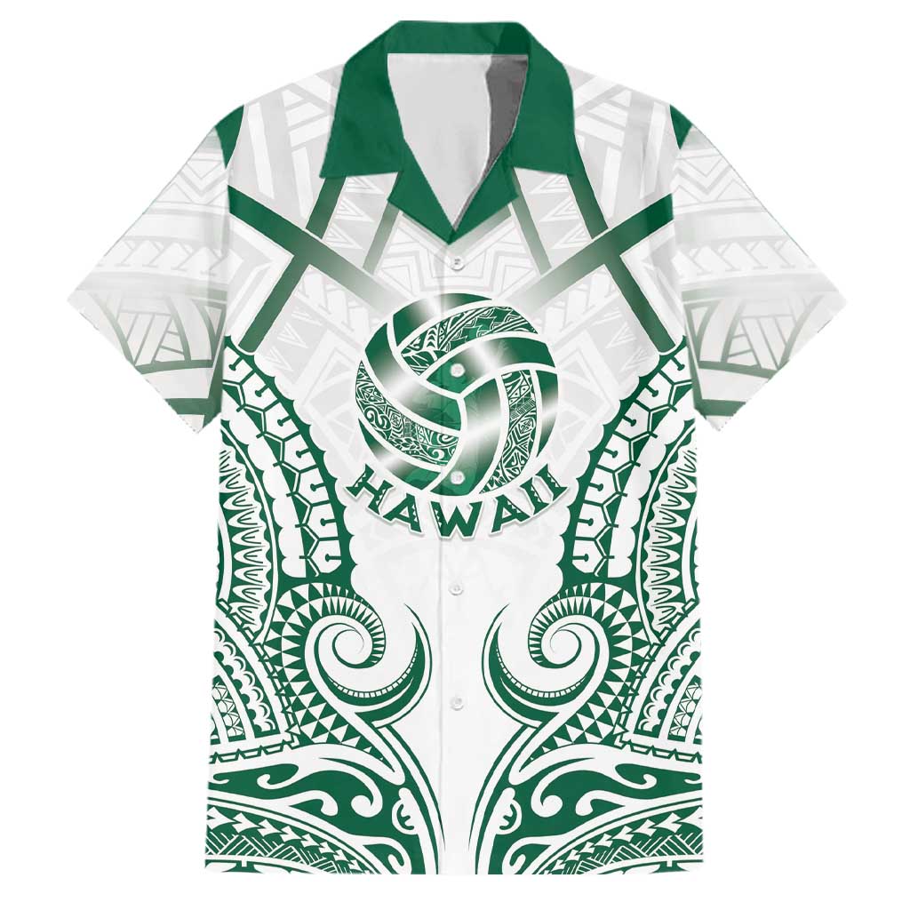 Custom Hawaii Volleyball Family Matching Off Shoulder Maxi Dress and Hawaiian Shirt Polynesian Pattern LT05 Dad's Shirt - Short Sleeve Teal - Polynesian Pride