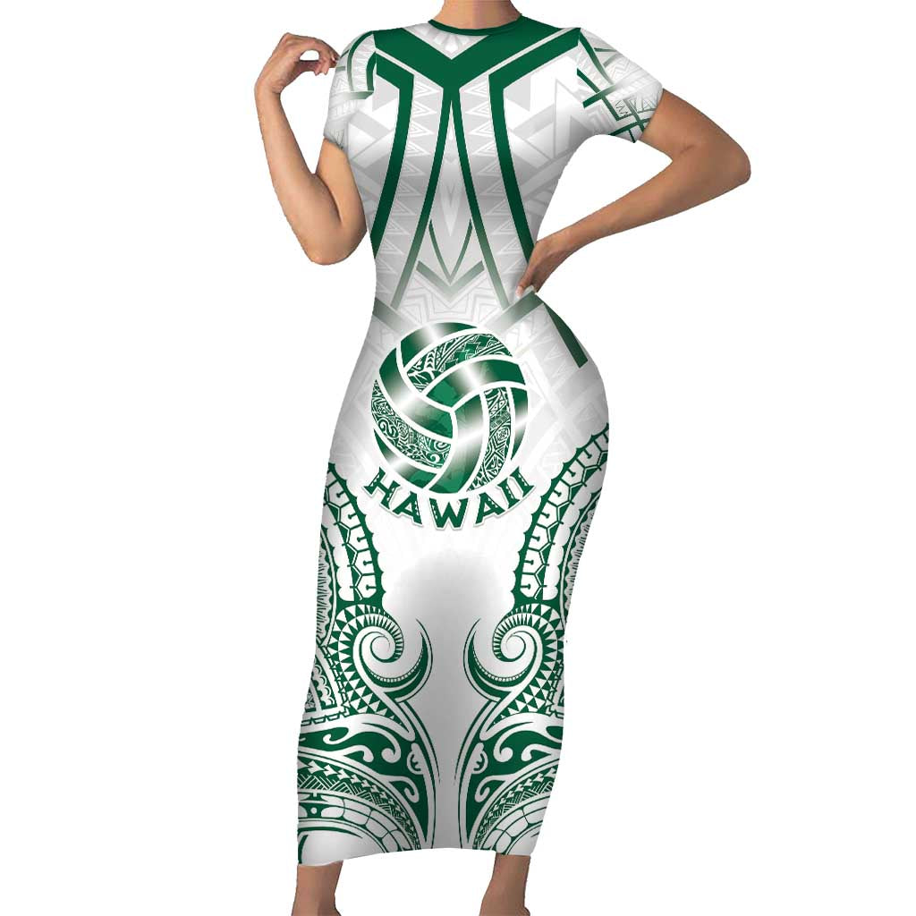 Custom Hawaii Volleyball Family Matching Short Sleeve Bodycon Dress and Hawaiian Shirt Polynesian Pattern - Polynesian Pride