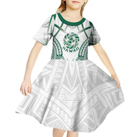 Custom Hawaii Volleyball Kid Short Sleeve Dress Polynesian Pattern - Polynesian Pride