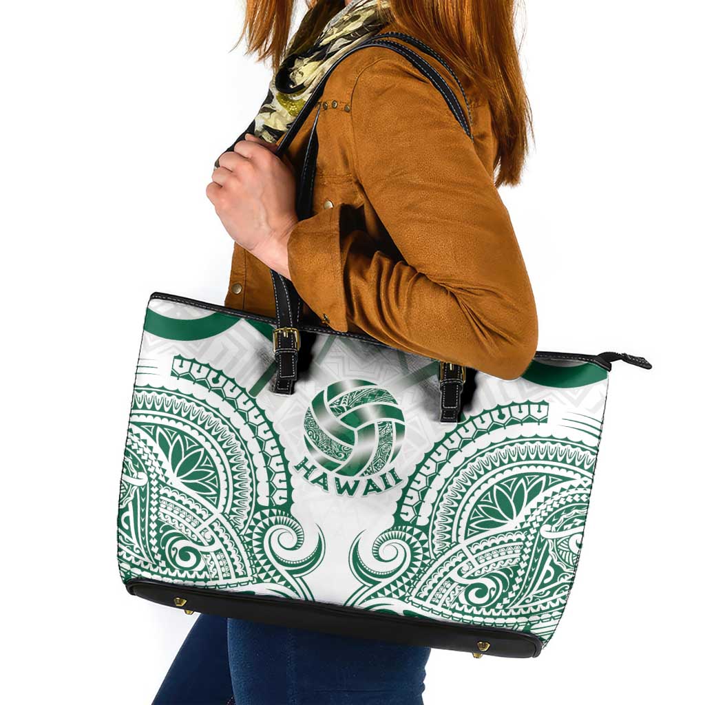 Hawaii Volleyball Leather Tote Bag Polynesian Pattern - Polynesian Pride