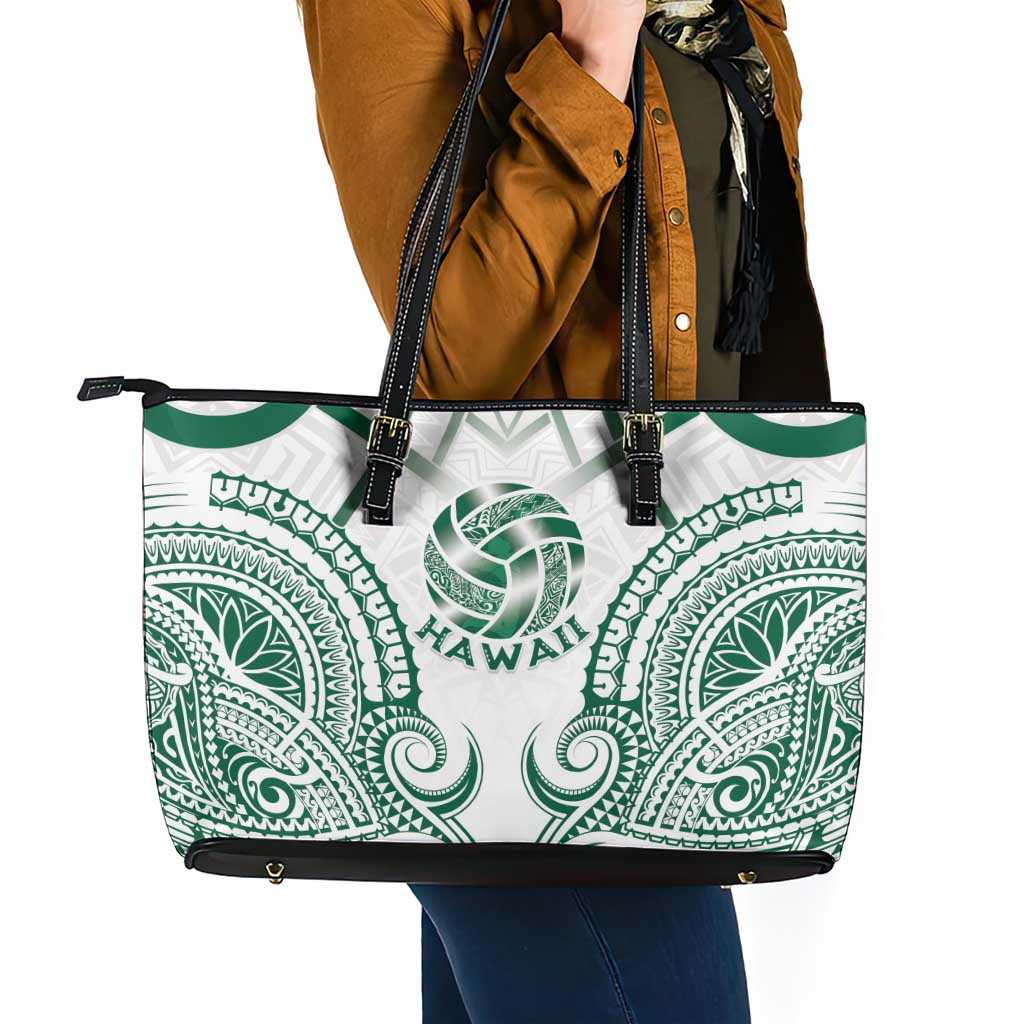 Hawaii Volleyball Leather Tote Bag Polynesian Pattern - Polynesian Pride