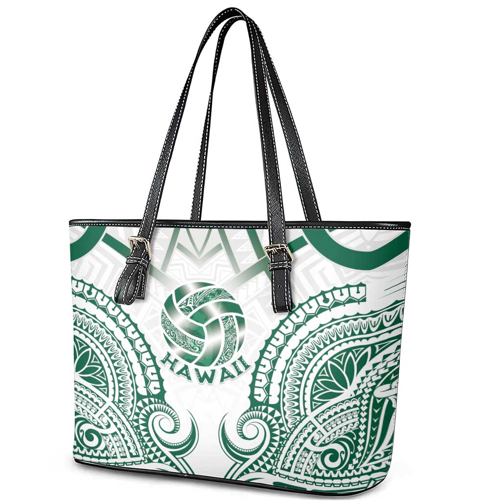 Hawaii Volleyball Leather Tote Bag Polynesian Pattern - Polynesian Pride