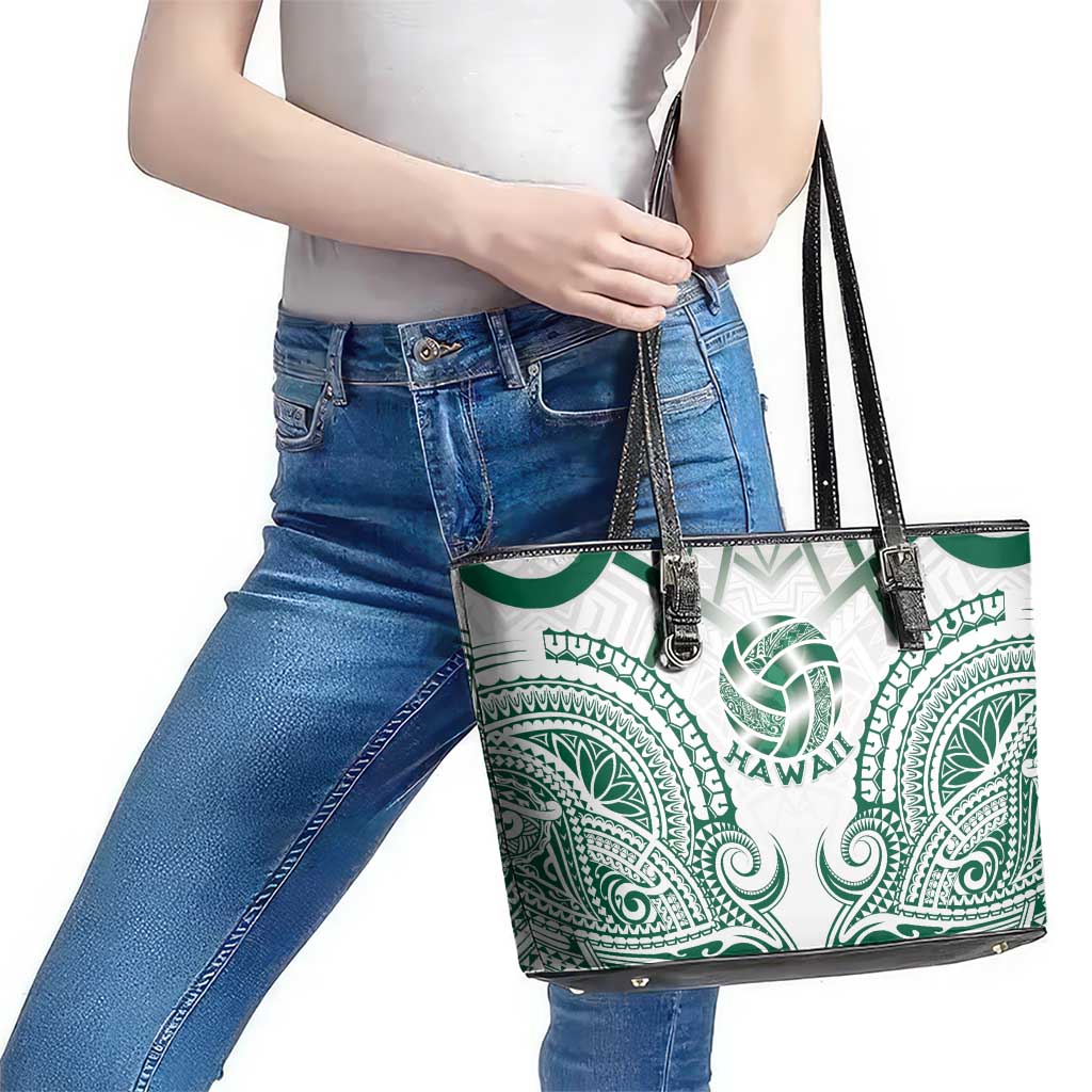 Hawaii Volleyball Leather Tote Bag Polynesian Pattern - Polynesian Pride