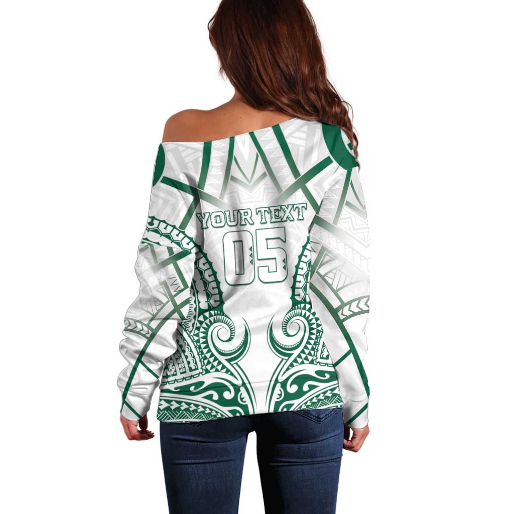 Custom Hawaii Volleyball Off Shoulder Sweater Polynesian Pattern LT05 - Polynesian Pride