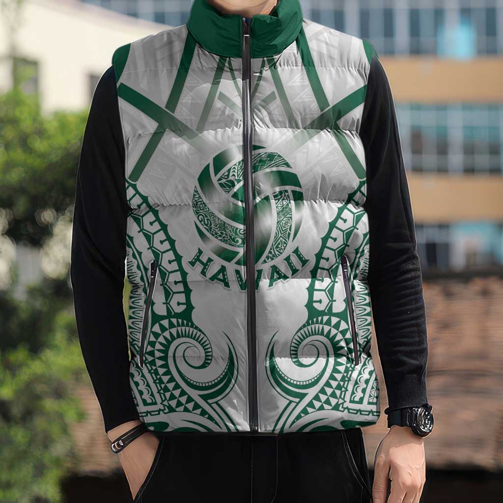 Custom Hawaii Volleyball Sleeveless Puffer Jacket Polynesian Pattern - Polynesian Pride
