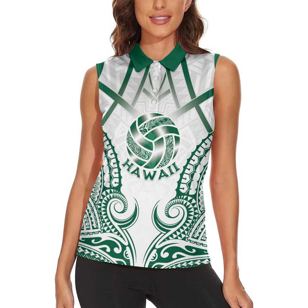 Custom Hawaii Volleyball Women Sleeveless Polo Shirt Polynesian Pattern - Polynesian Pride