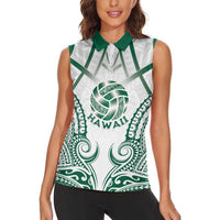 Custom Hawaii Volleyball Women Sleeveless Polo Shirt Polynesian Pattern - Polynesian Pride