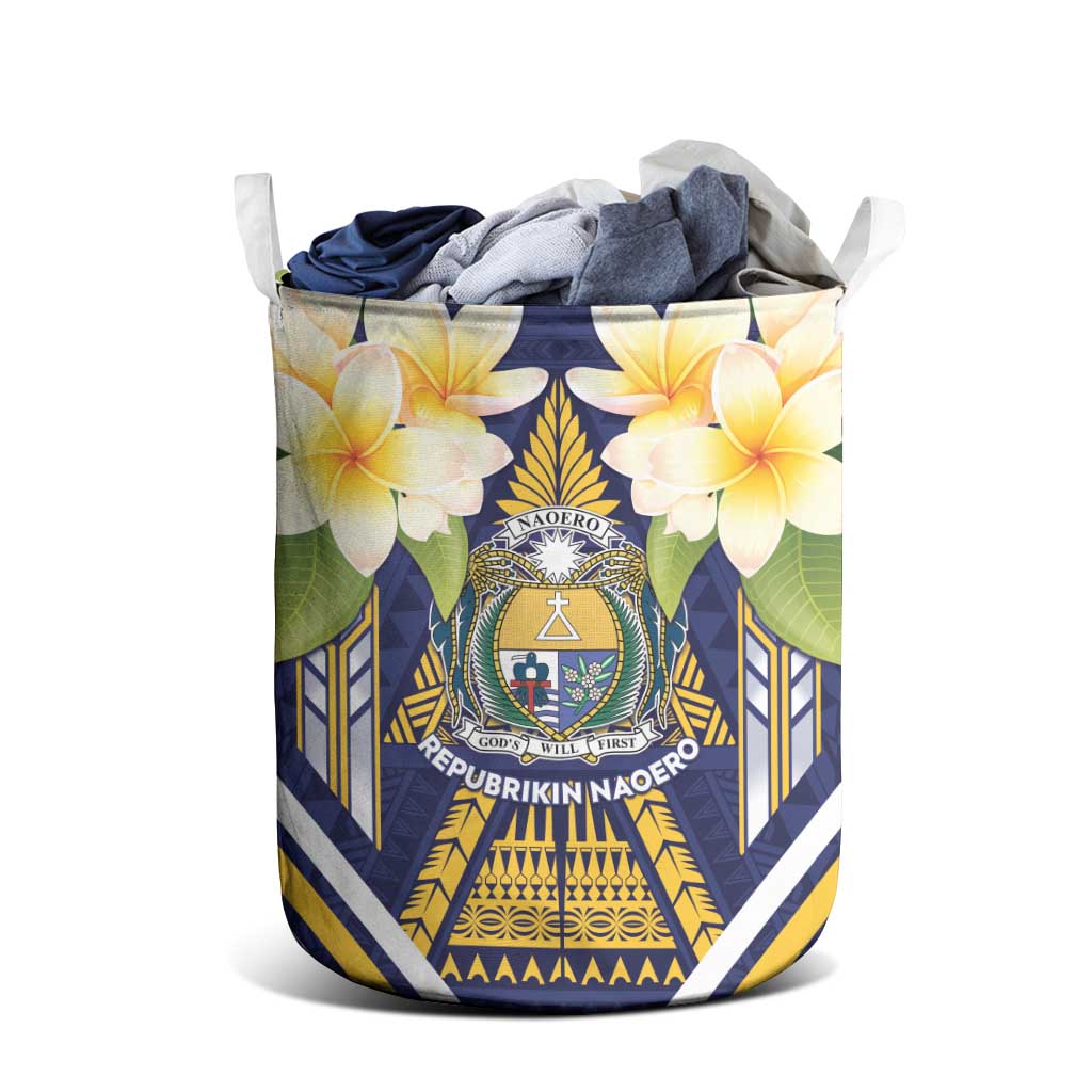 Nauru Independence Day Laundry Basket Coat Of Arms With Plumeria - Polynesian Pride