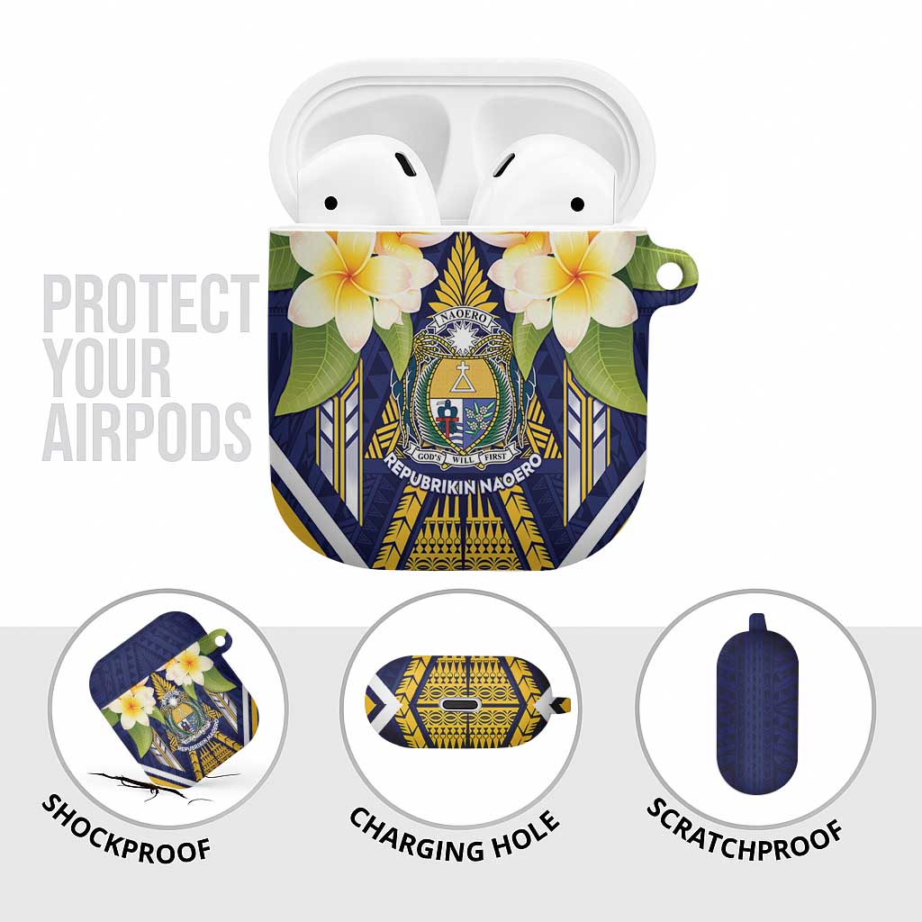 Nauru Independence Day AirPods Case Coat Of Arms With Plumeria - Polynesian Pride