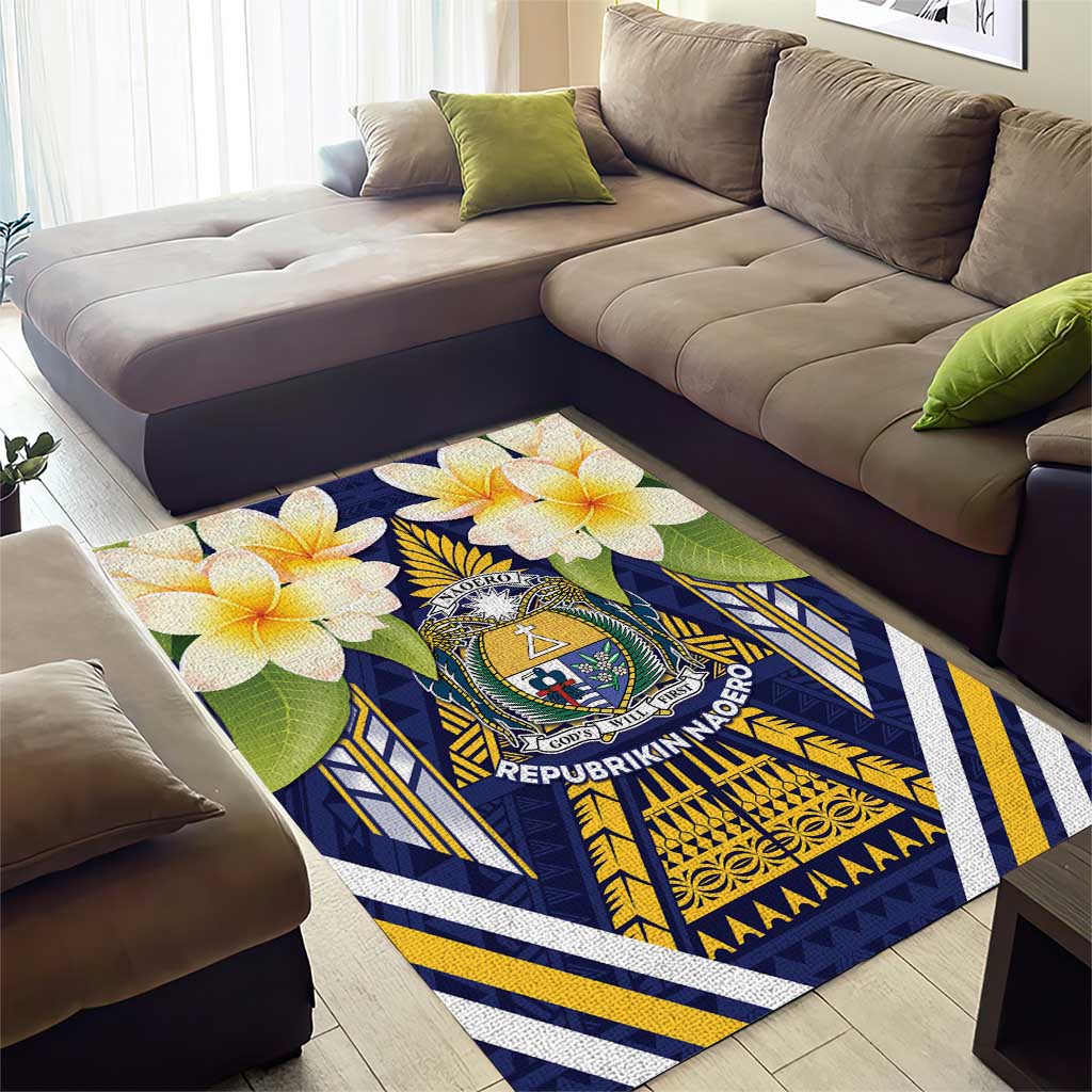 Nauru Independence Day Area Rug Coat Of Arms With Plumeria - Polynesian Pride