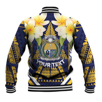 Personalised Nauru Independence Day Baseball Jacket Coat Of Arms With Plumeria LT05 - Polynesian Pride