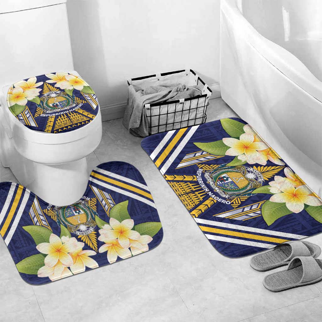 Nauru Independence Day Bathroom Set Coat Of Arms With Plumeria - Polynesian Pride