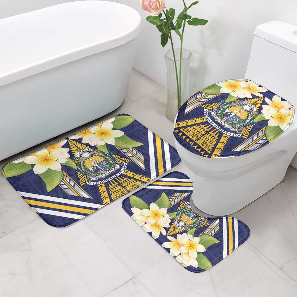 Nauru Independence Day Bathroom Set Coat Of Arms With Plumeria - Polynesian Pride