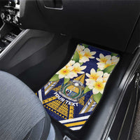 Personalised Nauru Independence Day Car Mats Coat Of Arms With Plumeria - Polynesian Pride