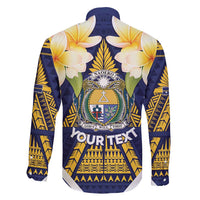 Personalised Nauru Independence Day Family Matching Short Sleeve Bodycon Dress and Hawaiian Shirt Coat Of Arms With Plumeria - Polynesian Pride