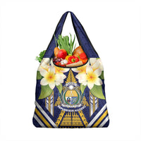 Nauru Independence Day Grocery Bag Coat Of Arms With Plumeria - Polynesian Pride