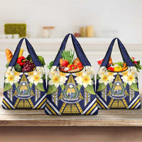 Nauru Independence Day Grocery Bag Coat Of Arms With Plumeria - Polynesian Pride