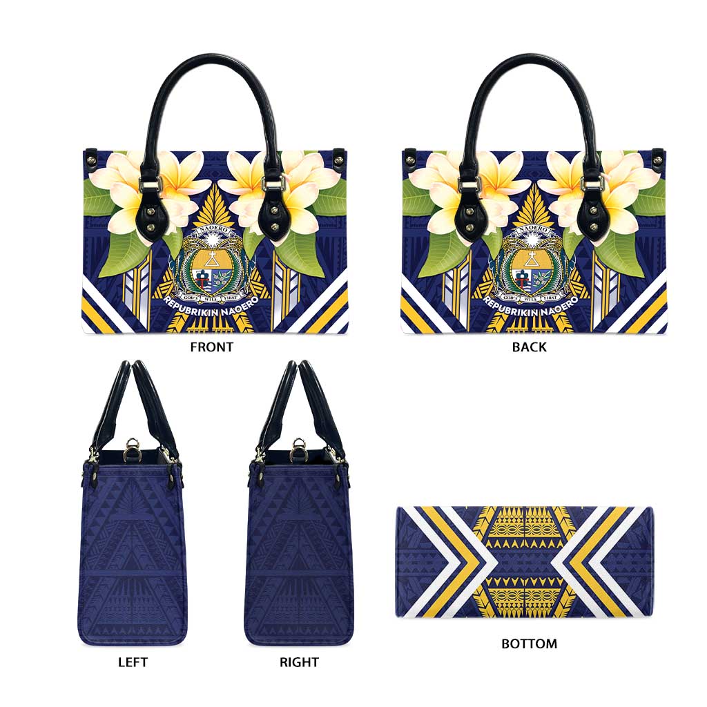 Nauru Independence Day Leather Bag Coat Of Arms With Plumeria - Polynesian Pride