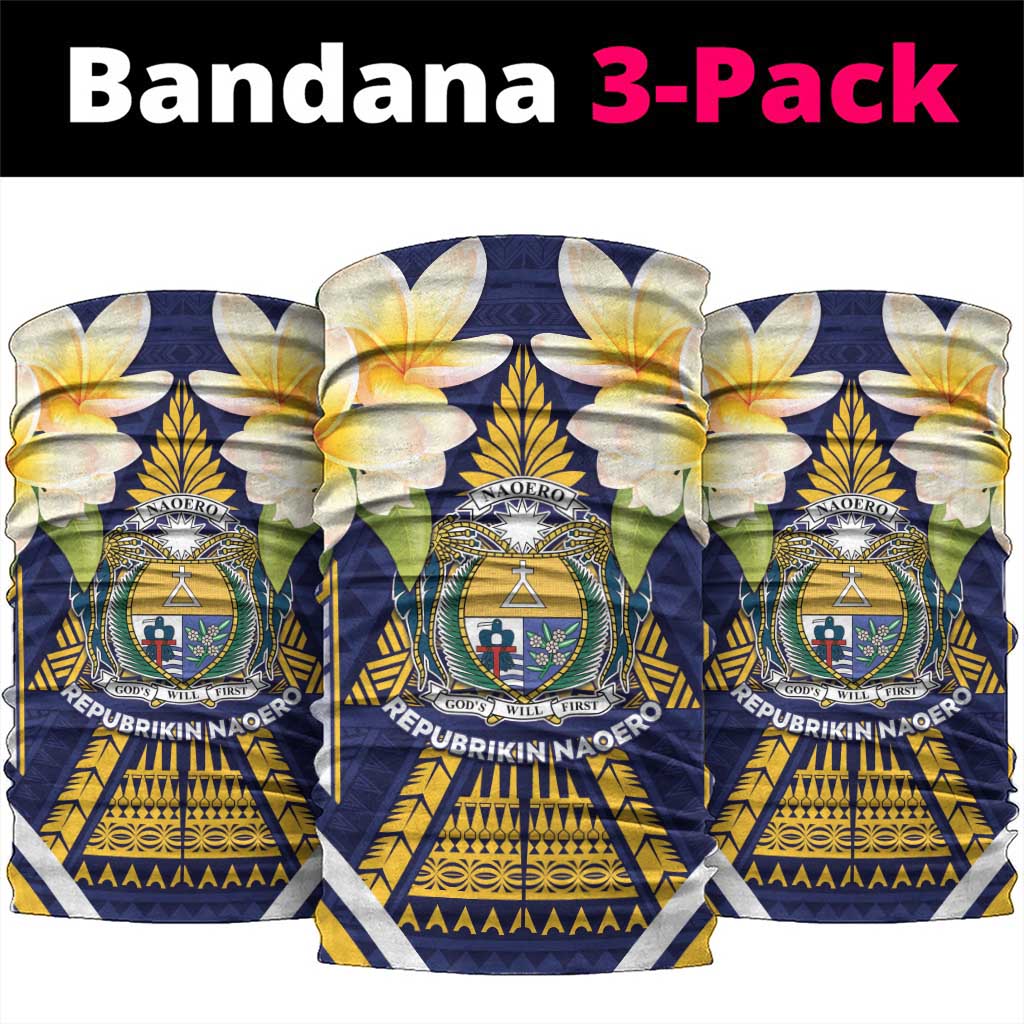 Nauru Independence Day Neck Gaiter Coat Of Arms With Plumeria - Polynesian Pride