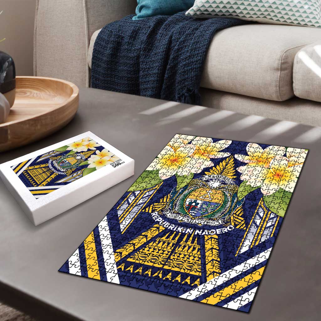 Nauru Independence Day Puzzle Coat Of Arms With Plumeria - Polynesian Pride