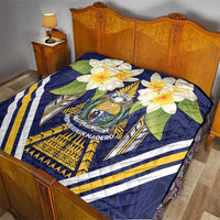Nauru Independence Day Quilt Coat Of Arms With Plumeria - Polynesian Pride
