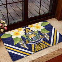 Nauru Independence Day Rubber Doormat Coat Of Arms With Plumeria - Polynesian Pride