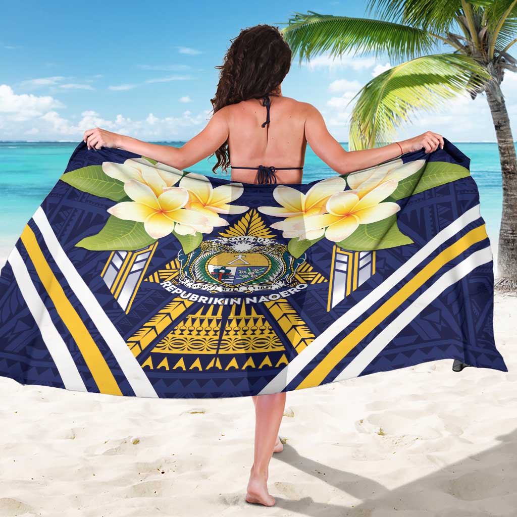 Nauru Independence Day Sarong Coat Of Arms With Plumeria - Polynesian Pride