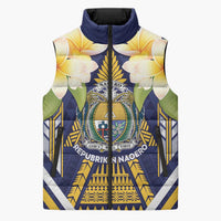 Personalised Nauru Independence Day Sleeveless Puffer Jacket Coat Of Arms With Plumeria - Polynesian Pride