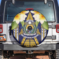 Nauru Independence Day Spare Tire Cover Coat Of Arms With Plumeria - Polynesian Pride